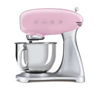 Smeg, Robot Pâtissier SMF02PKEU, 10 Niveaux de Vitesse, Fonction Mise en Marche Progressive, Bol 4,8 L, Verrouillage Moteur de Sécurité, Batteur Plat, Crochet et Couvercle Fournis, 800W, Rose