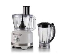 Ariete 1782 Gourmet Pro Moderna Robot de cuisine, hachoir 3 l, mixeur 2 l, 2 vitesses + Pulse, set de couteaux + disque en acier inoxydable, accessoires pour presse-agrumes, blanc