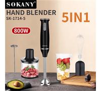 Robot de cuisine, blender, mixeur plongeant, hache-viande, set de mixeur à main 5 en 1, batteur à main, mélangeur pour purée de bébé, contrôle de la vitesse, fouet à œuf, comprenant un bras multifonct