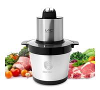 Robot de cuisine électrique de grande capacité, hachoir à viande électrique avec bol en acier inoxydable, 3 vitesses, 4 lames à deux niveaux et spatule pour viande, oignon, légumes, fruits (6 l, noir)