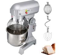 Robot de cuisine électrique VEVOR 450 W B10B, batteur, 3 vitesses, robot de cuisine universel, machine à pâte, design de protection avec bol mélangeur en acier inoxydable de 10 L, fouet, crochet pétri
