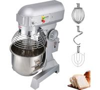 Robot de cuisine électrique VEVOR 750 W B20B, batteur, 3 vitesses, robot de cuisine universel, machine à pâte, design protecteur avec bol de mélange de 20 L en acier inoxydable, fouet, crochet pétriss