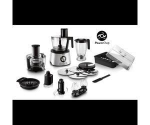 Robot de Cuisine Multifonction Philips Série 7000 HR7778/00 1300W - Bol 3.4L + Blender 2.2L - 12 Vitesses + Pulse - PowerChop - Lames Acier Inox