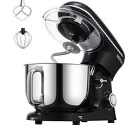 Robot de cuisine VEVOR, batteur à pâte, 1400 W, 5,68 l, avec tête inclinable, bol en inox, crochet pétrisseur, spatule pour cuire et mélanger, noir
