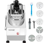 Robot de cuisine VEVOR Coupe-légumes Broyeur de légumes 2 goulottes, coupeur en acier inoxydable de qualité alimentaire avec 6 lames amovibles, râpe 3/5/7/10 mm, rabot 2/4 mm, pour légumes fruits
