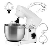 Robot de cuisine Zeegma Planeet Easy, pétrin 1500 W, robot multifonction, machine à pâte, batteur avec bol en inox de 5,2 L blanc