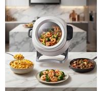 Robot De Cuisson Intelligent 6,3 L - Friteuse Automatique À 360° Avec Chauffage Ih 2000 W, 10 Programmes Préréglés, Cuisson Uniforme Mains Libres Pour Les Repas De Famille