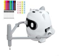 Robot de dessin interactif avec reconnaissance de caméra, liaison multi-axes pour une reproduction artistique précise, comprend 100 cartes d'activité et 12 stylos colorés (blanc)