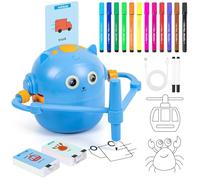 Robot de dessin pour enfants - Jouet éducatif interactif avec 100 cartes de dessin, guide vocal, 12 crayons de couleur et batterie USB-C | Robot de dessin éducatif interactif vocal pour enfants