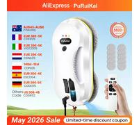 Robot de nettoyage automatique des fenêtres PuRuiKai, avec système intelligent de détection des bords, robot nettoyeur de vitres BLANC