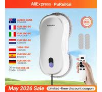 Robot de nettoyage de fenêtres portable PuRuiKai, nettoyage intelligent avec pulvérisateur d'eau à double buse, télécommande BLANC