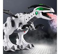 Robot de Pulvérisation de Brume, Jouet Dragon, Grand Dinosaure Qui Marche, Respiration du Feu, Pulvérisation d'eau avec Lumières et Sons, Prix pour Enfants en Classe (White)