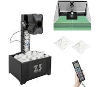Robot de tennis de table avec filet, 36 W, automatique, avec télécommande et 100 balles, 35 à 90 balles/min - Machine de lancer de balle de ping pong ball professionnelle pour entraînement