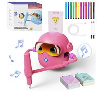 Robot Dessinateur Enfant: Le Compagnon éDucatif Qui Fait Aimer Le Dessin, avec Stylo, Planche à Dessin Et 100 Cartes, Jouet Éducatif Interactif sans Écran Acec Chanter, Aucune Internet Requise (Rose)