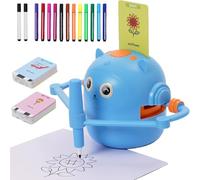 Robot Dessinateur Enfant, Robot de Dessin pour Enfants avec Guide Vocal, 14 Stylos et 100 Cartes, Robots Qui Dessine Tout Seul, Aide Les Enfants à Apprendre à Dessiner, Jouet éducatif Interactif(Bleu)