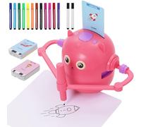 Robot Dessinateur Enfant, Robot de Dessin pour Enfants avec Guide Vocal, 14 Stylos et 100 Cartes, Robots Qui Dessine Tout Seul, Aide Les Enfants à Apprendre à Dessiner, Jouet éducatif Interactif(Rose)
