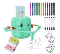 Robot Dessinateur Enfant, Robot Qui Dessine Tout Seul, Interaction Vocale, 100 Cartes et 12 Crayons, Jouet éducatif Montessori vert