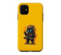 Robot DJ futuriste Fire Flames Cyber Music Art Coque pour iPhone 11