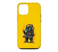 Robot DJ futuriste Fire Flames Cyber Music Art Coque pour iPhone 12/12 Pro