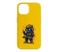 Robot DJ futuriste Fire Flames Cyber Music Art Coque pour iPhone 14