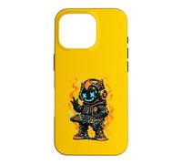 Robot DJ futuriste Fire Flames Cyber Music Art Coque pour iPhone 16 Pro