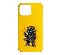 Robot DJ futuriste Fire Flames Cyber Music Art Coque pour iPhone 16 Pro Max