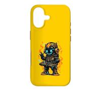 Robot DJ futuriste Fire Flames Cyber Music Art Coque pour iPhone 17