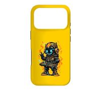Robot DJ futuriste Fire Flames Cyber Music Art Coque pour iPhone 17 Pro