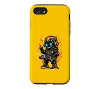Robot DJ futuriste Fire Flames Cyber Music Art Coque pour iPhone SE (2020) / 7/8