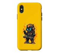 Robot DJ futuriste Fire Flames Cyber Music Art Coque pour iPhone X/XS
