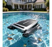 Robot éCumeur de Piscine Solaire Automatique,Application/TéLéCommande,Alimentation Solaire et Batterie,Nettoyage Continu 24h Filtre Fin 450 µM,Panier de 3,8 L pour Piscines Hors Sol et EnterréEs