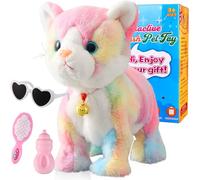 Robot en peluche gris coloré pour chat en peluche interactif miaou chaton contrôle tactile électronique chat robot chat animal de compagnie jouet animé chats pour filles bébés