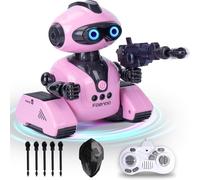 Robot Enfant Jouet, Robot Telecommandé Avec Boules Et Boucliers, Gestes Contrôle, Avec Yeux Led, Musique, Danse, Programmation, Rc Robot Jouet Cadeaux Pour Garçons Et Filles (Rose).[G1644]