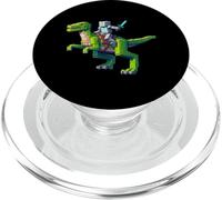 Robot équitation Dinosaure blocky Animal Pixel Art Jeu Homme Femme PopSockets PopGrip pour MagSafe