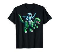 Robot équitation Dinosaure blocky Animal Pixel Art Jeu Homme Femme T-Shirt