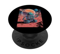 Robot futuriste sur Mars - Explorateur Cosmique de Science-Fiction PopSockets PopGrip Adhésif