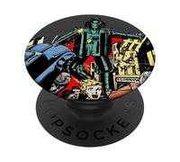 Robot géant rétro de Science-Fiction détruisant la Ville PopSockets PopGrip Adhésif