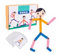 Robot Holzmann réglable - Jeu d'action pédagogique avec accessoires de cartes, articulations mobiles, jeu de réflexion - Expérience de jeu de rôle imaginative pour l'école maternelle, l'école primaire