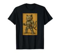 Robot Japonais Chat Samouraï Ukiyo-e Anime Guerrier Vintage T-Shirt