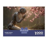 Robot Kneeling in Pryer Uander Cherry Tree 1000 Pièces Carton Premium Coffret De Puzzles Preying Robot Stimulant Et Éducatif Jeu Familial Puzzles As Birthday Gifts 70x50cm/1000pcs
