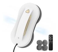 Robot Lave-vitre Automatique avec Navigation AI en trajectoire Z, Double pulvérisation ultrasonique, Aspiration 3000 Pa, télécommande, Corde de sécurité, Batterie de Secours et 10 Chiffons Inclus