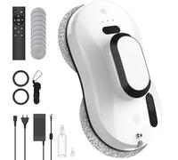 Robot Laveur de Vitre, 5600Pa Robot Nettoyeur de Vitres Automatique, Navigation Intelligente, 3 Modes, Détection des Bords, Télécommande & 10 Chiffons, pour Hautes Fenêtres et Baies Vitrées