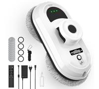 Robot Laveur de Vitre, 5600Pa Robot Nettoyeur Vitre Automatique avec Eau Pulvérisée, 3 Modes de Nettoyage, Détection des Contours, Navigation Intelligente, Télécommande, Système de Sécurité＆10 Chiffon