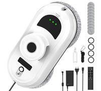 Robot Laveur de Vitre, Robot Nettoyeur Vitre Automatique 5600Pa avec 3 Modes de Nettoyage, 10 Chiffons, Planification Intelligente du Trajet, Détection des Bords, Système de Sécurité, Télécommande