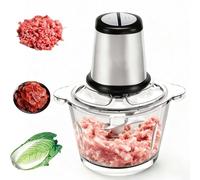 Robot ménager 800 W avec bol en acier inoxydable de 2 L, hachoir à viande électrique à deux vitesses et hachoir à légumes pour noix, purée, pâte