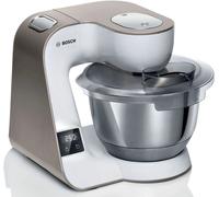 Robot ménager, Bosch MUM5XW40, robot ménager compact, balance MUM5, mixage planétaire 3D, 1000 W, add. Hachoir à viande, Presse-agrumes, Blanc - champagne