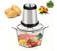 Robot ménager électrique 2 L 800 W avec bol en acier inoxydable, hachoir à 2 vitesses et hachoir à viande pour la maison