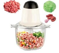 Robot ménager, hachoir électrique de 600 W et hachoir à viande avec bol de 2 L sans BPA, mixeur de cuisine pour noix, purée, pâte