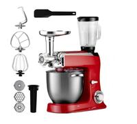 ROYALTY LINE, Robot Multifonction 2100W Rouge RLPKM2100BG-RED, Bol en Acier Inoxydable 7,5L, Accessoires Inclus : Fouet, Batteur, Crochet, Vitesses Inclinées, Protection Sécurisée