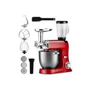 ROYALTY LINE, Robot Multifonction 2100W Rouge RLPKM2100BG-RED, Bol en Acier Inoxydable 7,5L, Accessoires Inclus : Fouet, Batteur, Crochet, Vitesses Inclinées, Protection Sécurisée